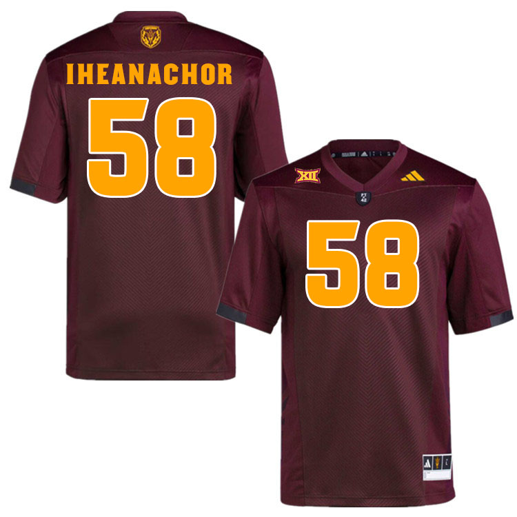 Men #58 Max Iheanachor Arizona State Sun Devils College Football Jerseys Stitched-Maroon
